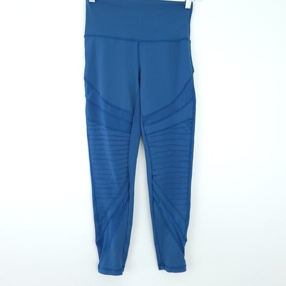 Aerie Leggings Blue Small Ribbed, Mesh Capri Pants 24" Inseam, Athletic, Running - Picture 1 of 6